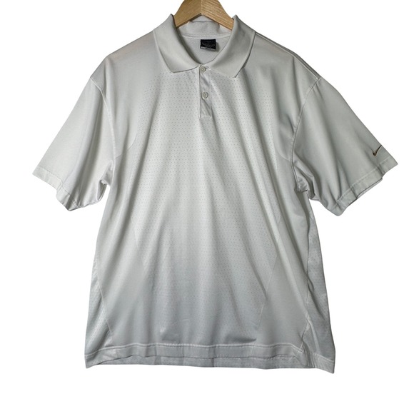 Mens Nike White Dri Fit Golf Polo Shirt Short Sleeve Swoosh Logo Size XL - Picture 1 of 12